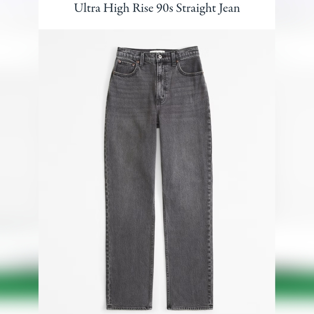 Grey Abercrombie Ultra High Rise 90s Straight Jean size 32